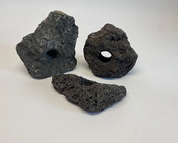 Aquascaping Rocks - Black 1 Hole Lava Rock - 1 Rock (10-15cm)